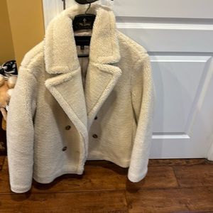 Off white teddy bear short coat banana republic size small worn once
